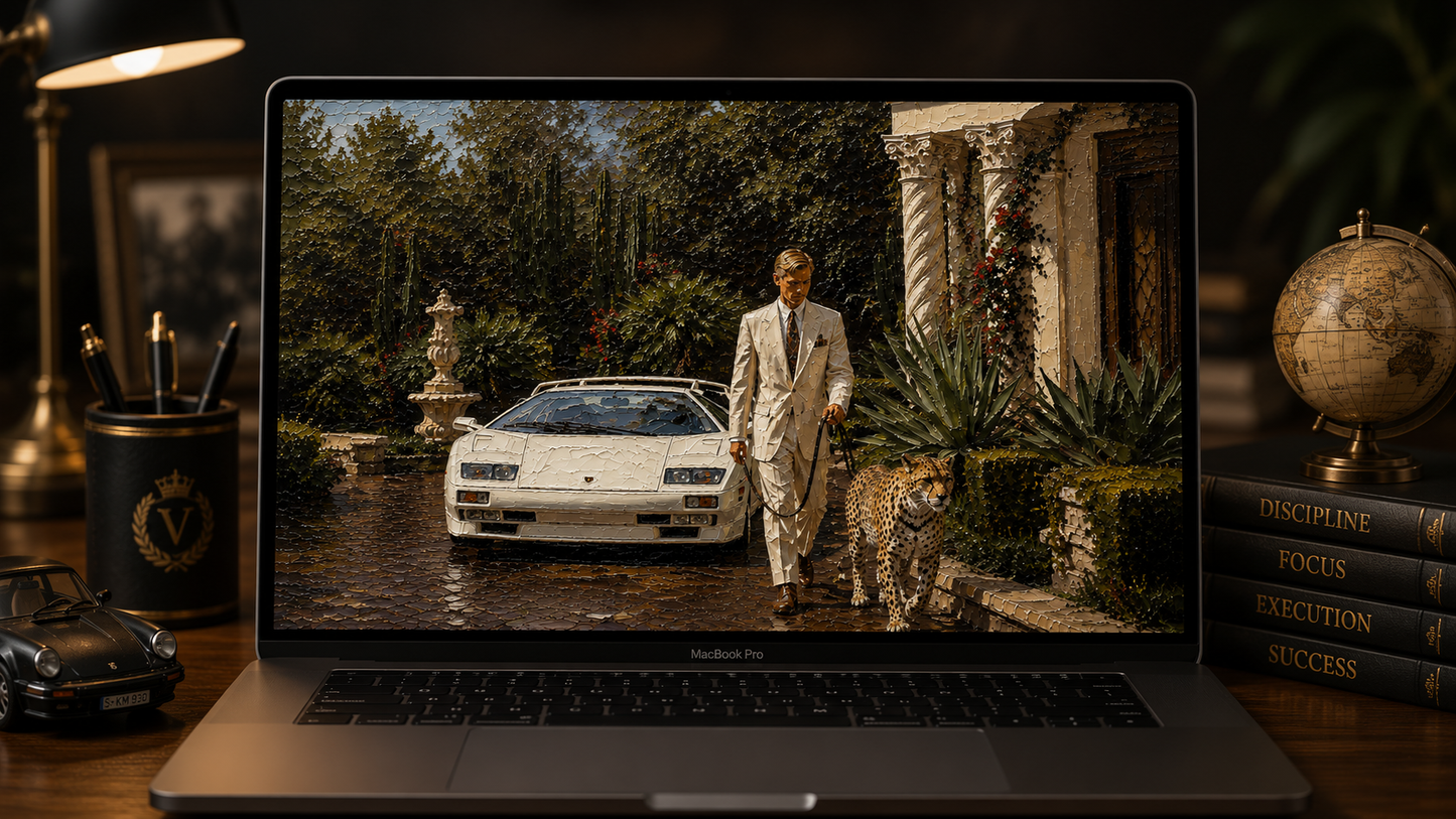 Predator's Elegance – Luxury Oil Painting Wallpaper