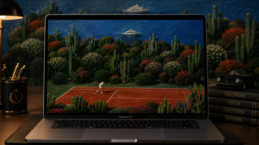 Desert Tennis Club – Luxury Oil Painting Wallpaper