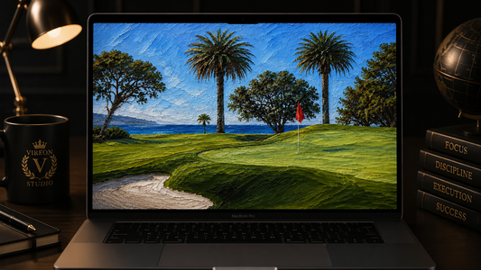 Coastal Fairway – Luxury Oil Painting Wallpaper