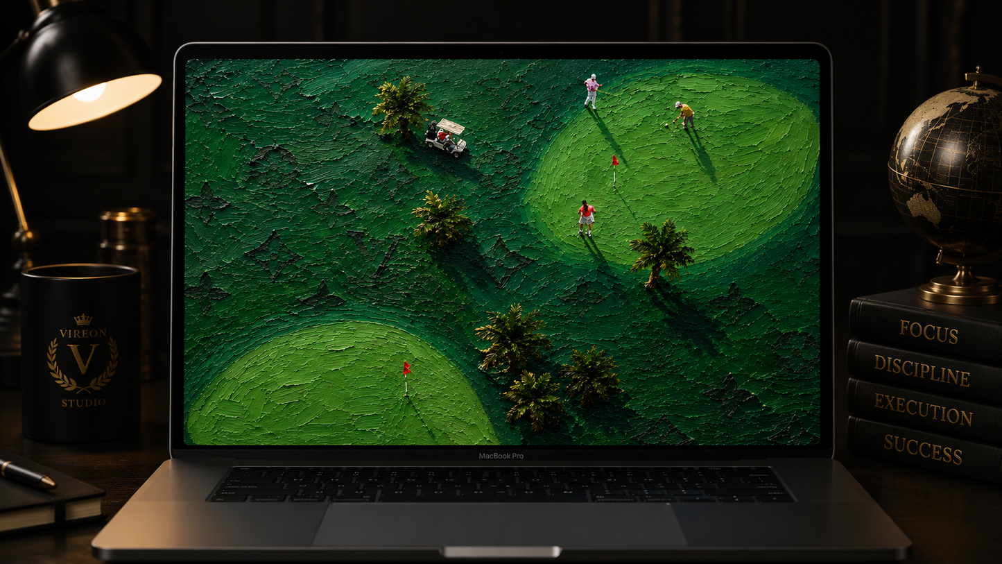 Bird's Eye Fairway – Luxury Oil Painting Wallpaper