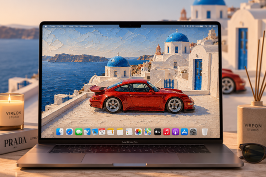 Santorini Drive – Luxury Oil Painting Wallpaper